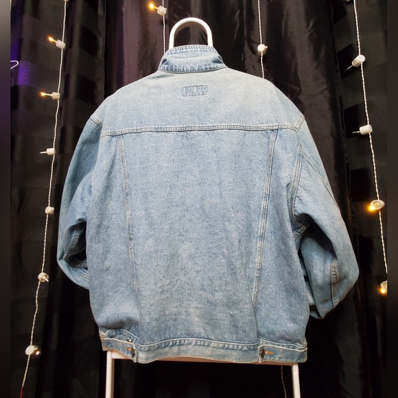VTG Classic Bugle Boy Large 80's 90's blue TRUCKER denim L jacket jeans - Picture 5 of 5